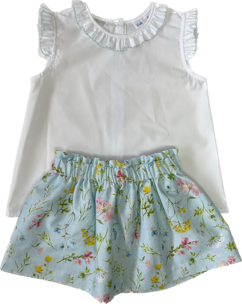 Lulu Bebe Blue Floral Sash Smocked Dress Lulu Bebe Blue Floral Sash Smocked Dress