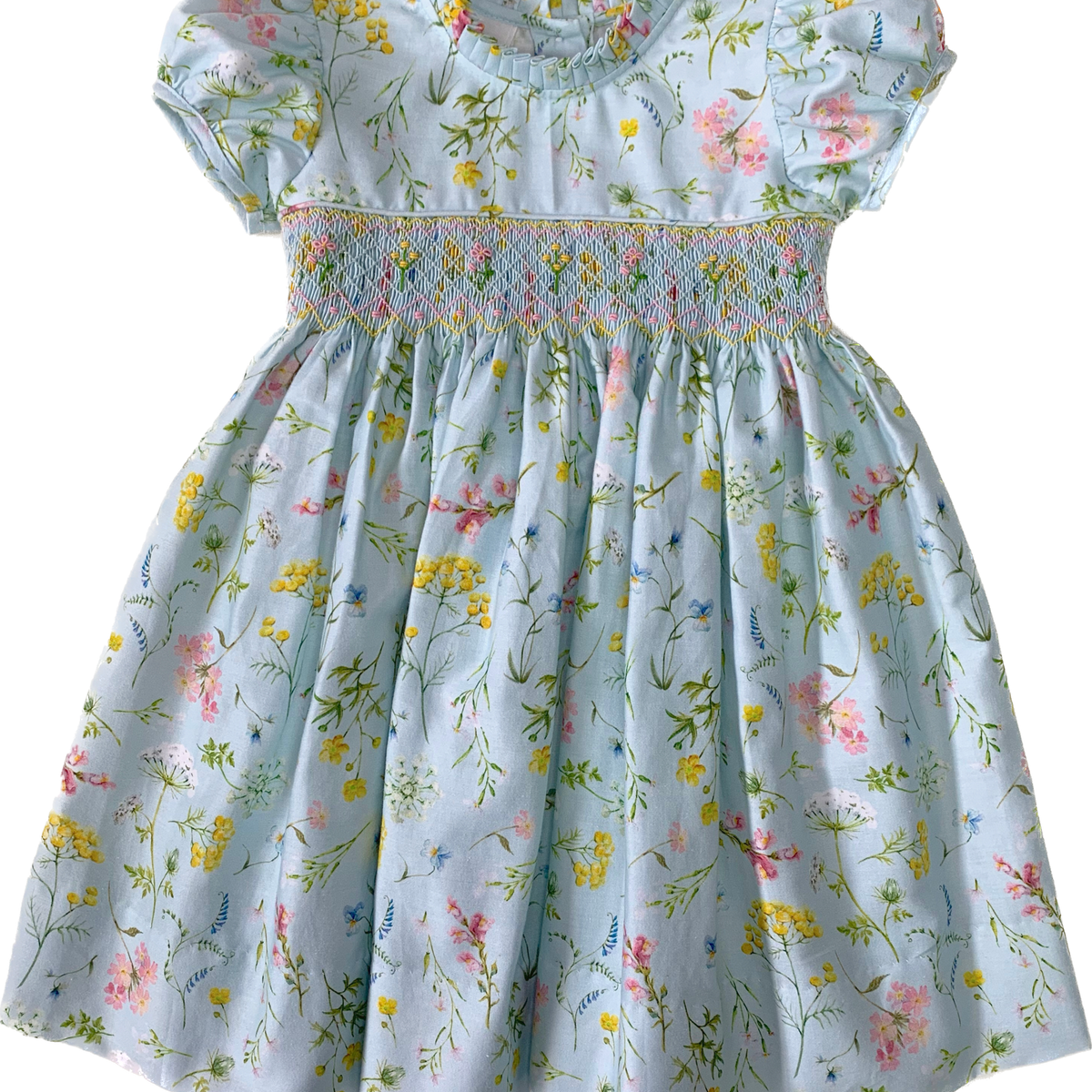 smocked baby dresses Lulu Bebe Blue Floral Sash Smocked Dress
