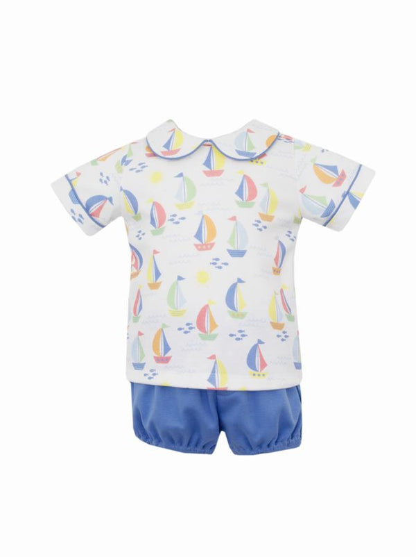 Claire & Charlie Boy's Diaper Set in Sailboats