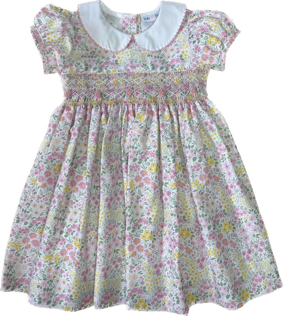 Lulu Bebe Pink Floral Smocked Dress Kids on King Lulu Bebe Pink Floral Smocked Dress Kids on King