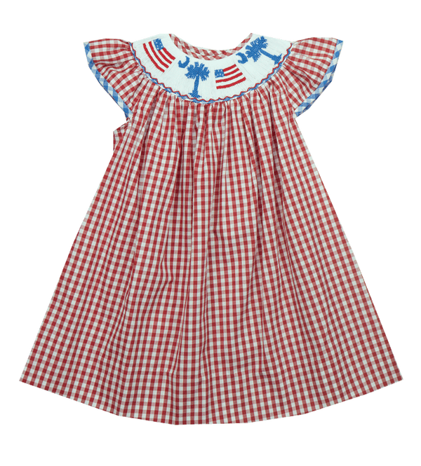 Kids on King American Flag Smocked Dress