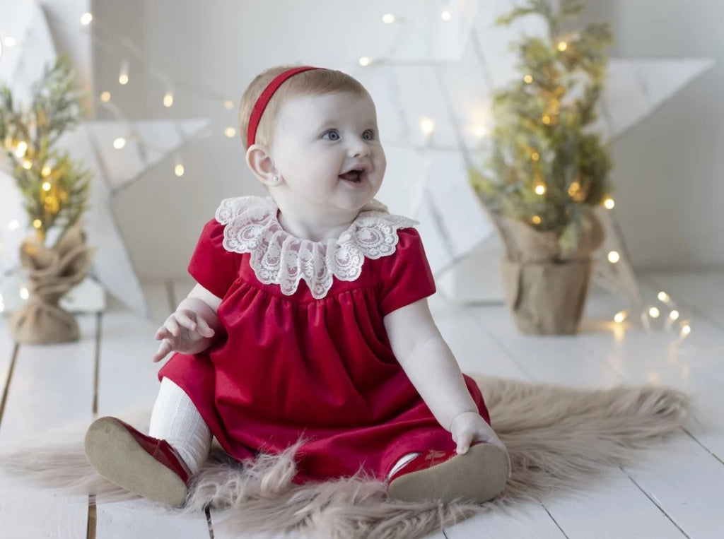 Luli & Me Deluxe Velvet Float Dress w/Lace Collar - Kids on King