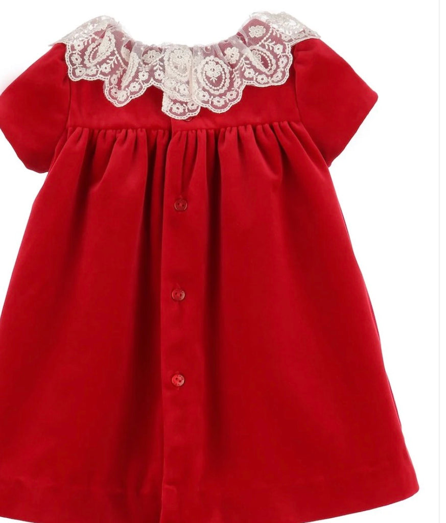 Luli & Me Deluxe Velvet Float Dress w/Lace Collar - Kids on King