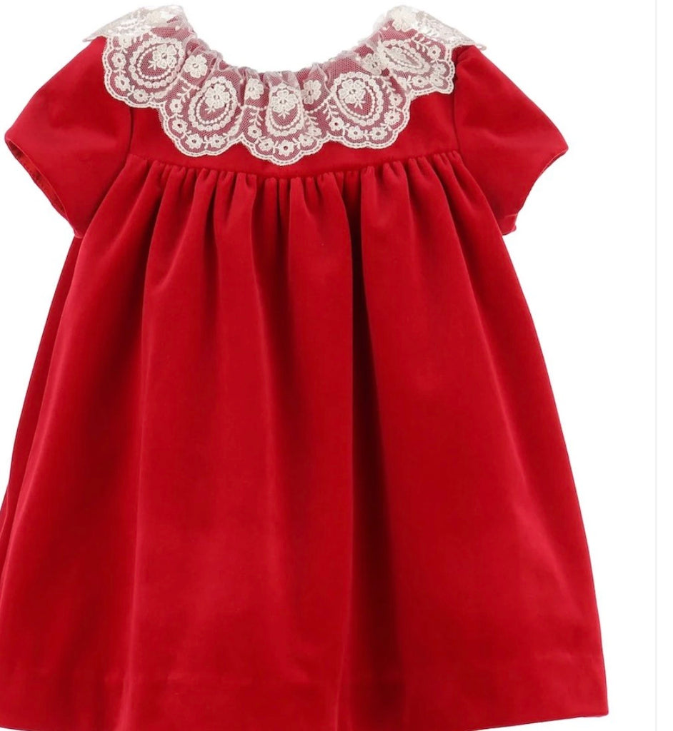 Luli & Me Deluxe Velvet Float Dress w/Lace Collar - Kids on King