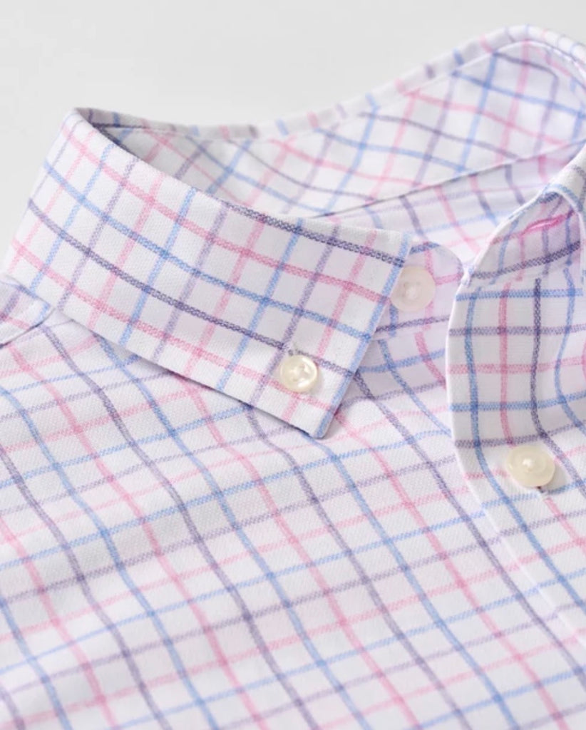 Johnnie- O Performance Button Down Paddock Shirt in Porto Pink - Kids on King