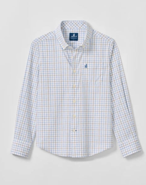 Johnnie-O Performance Button Down Paddock Shirt in Malibu - Kids on King