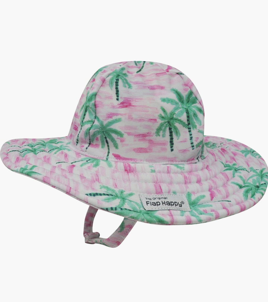 Flap Happy UPF 50 Summer Splash Swim Hat in Artsy Palms Pink - Kids on King