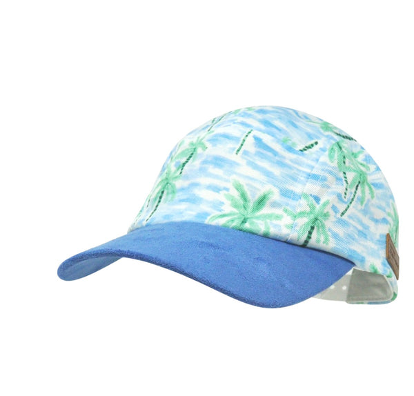 Flap Happy Painted Blue Palms Cam Cam Cap UPF 50 - Kids on King