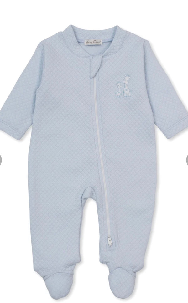 Kissy Kissy Footie in Giraffe Laughs Blue-Jacquard