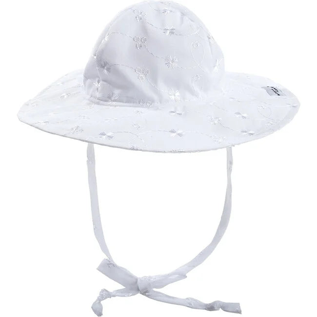 Flap Happy White Eyelet UPF 50 Flopppy Hat - Kids on King