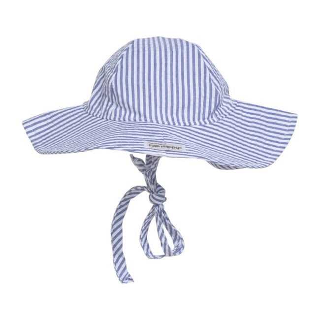 Flap Happy Chambray Stripe Seersucker UPF 50 Floppy Hat - Kids on King