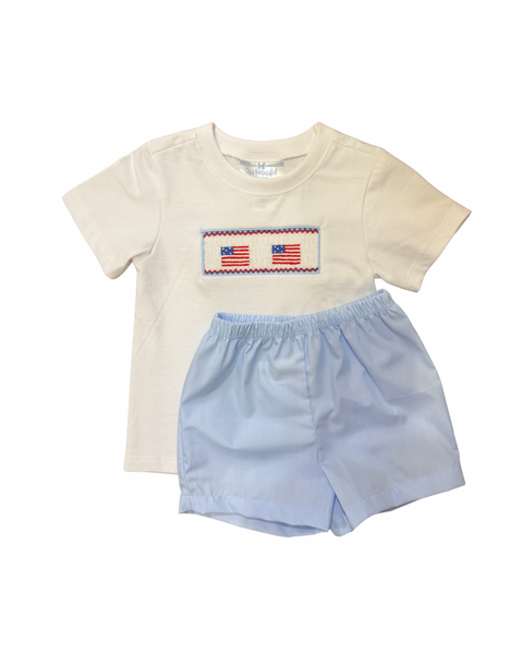 City Beautiful Smocked Flag Boy Short Set - Kids on King