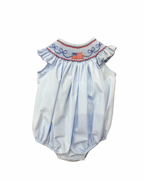 City Beautiful Girl Smocked Flag Bubble - Kids on King