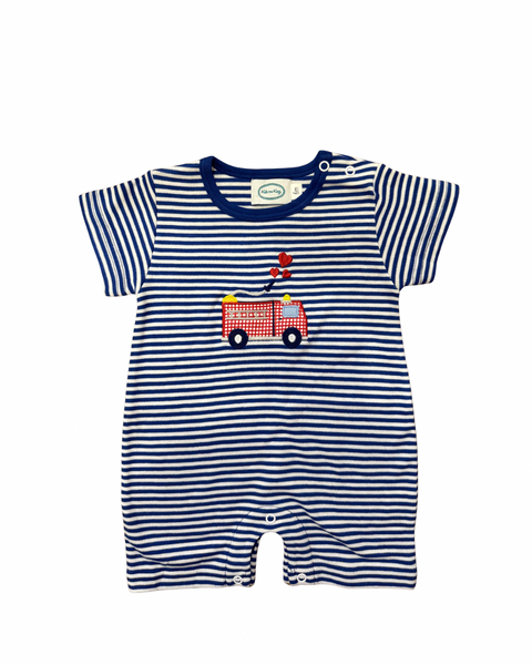 Kids on King Fire Truck + Hearts Romper - Kids on King