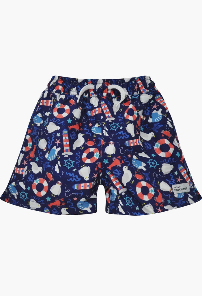 Flap Happy UPF 50+ Wesley Swim Trunks w/ Mesh Liner Seagull Shores - Kids on King