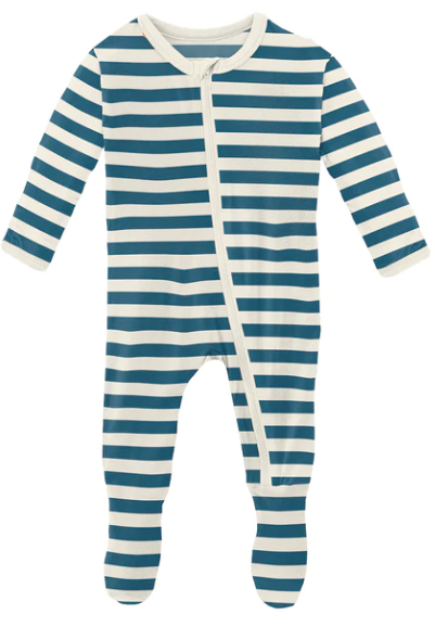 Kickee Pants Nautical Striped Footie with Zipper