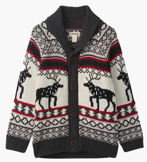 Hatley Holiday Elk Shawl Collar Cardigan