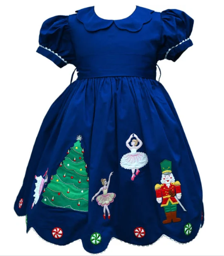 Cotton Kids Christmas Applique Dress Cotton Kids Christmas Applique Dress
