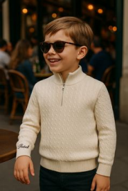 Pedal 1/4 Zip Mini Cable Sweater - Kids on King