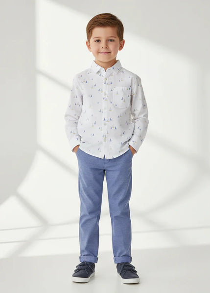Mayoral Boy's Dress Shirt in Boat Print - Kids on King