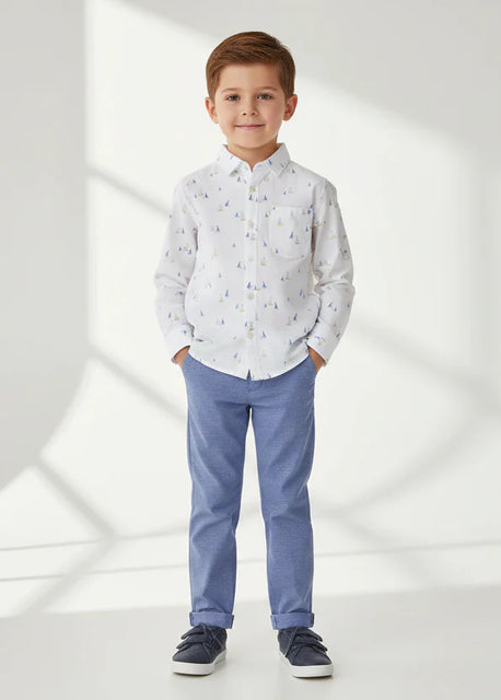 Mayoral Boy's Dress Shirt in Boat Print - Kids on King