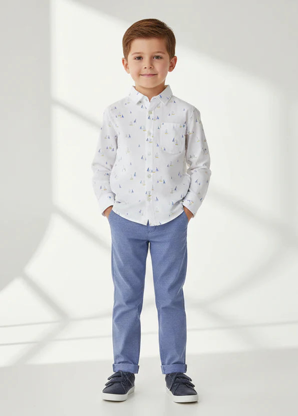 Mayoral Boy's Dress Shirt in Boat Print - Kids on King