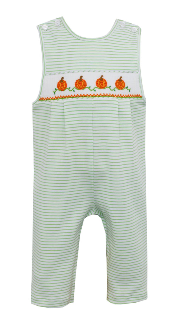 Petit Bebe Green and White Stripe Smocked Pumpkin Longall