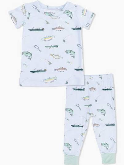 Angel Dear 2 PC Loungewear Set in Fish Print - Kids on King