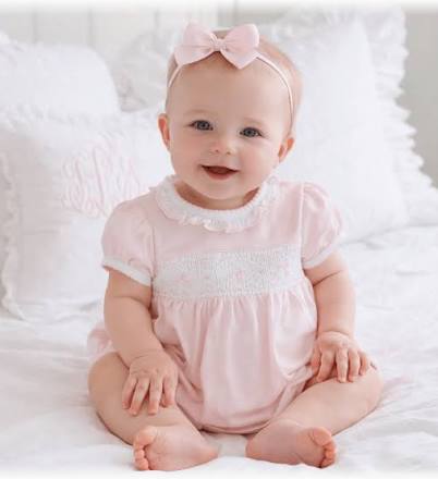 Magnolia Baby Smocked Short Sleeve Bubble in Amelia's Classic - Kids on King