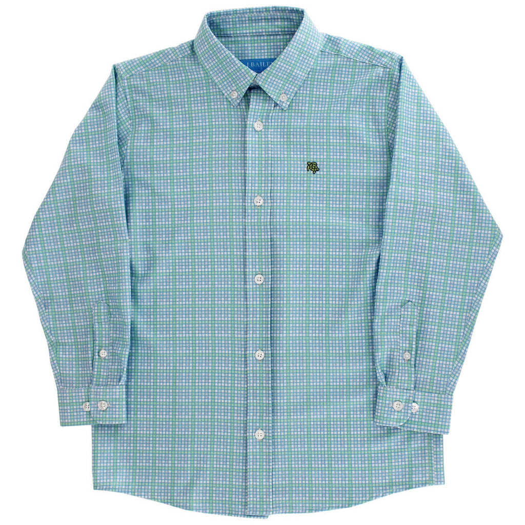 Bailey Boys Roscoe Performance Button Down in Peacock - Kids on King