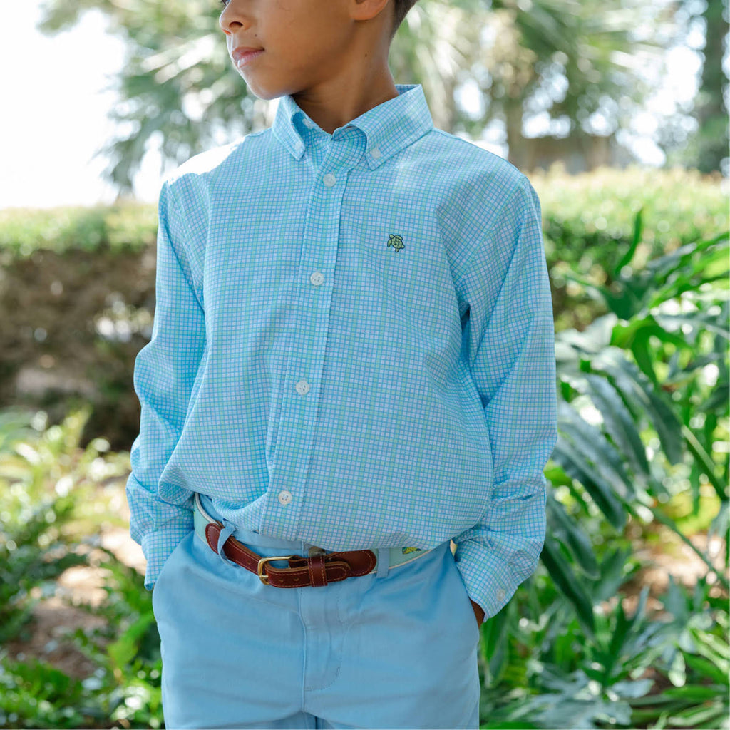 Bailey Boys Roscoe Performance Button Down in Peacock - Kids on King