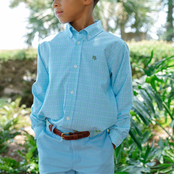Bailey Boys Roscoe Performance Button Down in Peacock - Kids on King