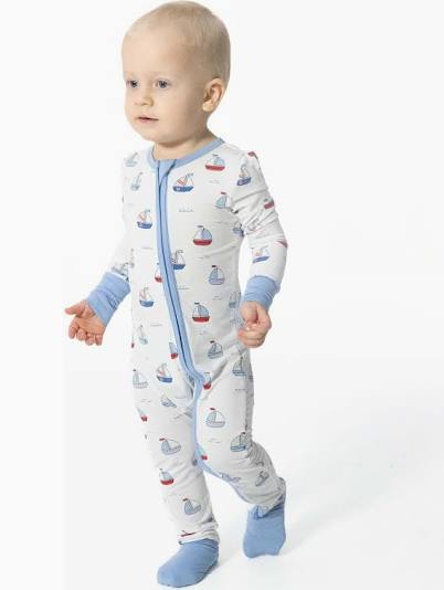 Angel Dear Blue Sailboat Convertible Romper - Kids on King
