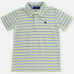 Bailey Boys Henry Polo in Yellow & Blue Stripe Print - Kids on King