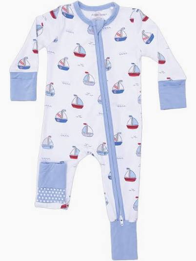Angel Dear Blue Sailboat Convertible Romper - Kids on King