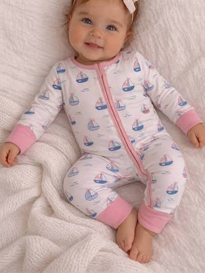 Angel Dear Pink Sailboat Convertible Romper - Kids on King