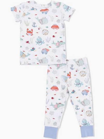 Angel Dear Sailor Sea Creatures Short Sleeve Lounge Wear Set - Kids on King