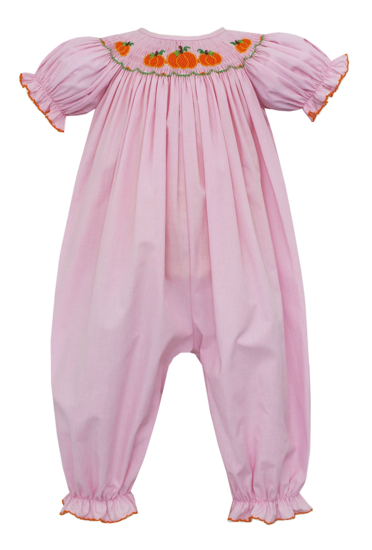 Petit Bebe Smocked Pink Pumpkins Long Bubble – Kids on King