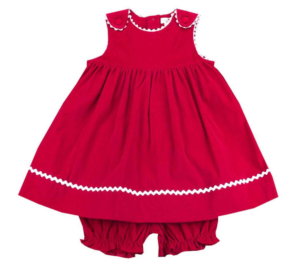 Petit Ami Red Corduroy Dress Set Petit Ami Red Corduroy Dress Set