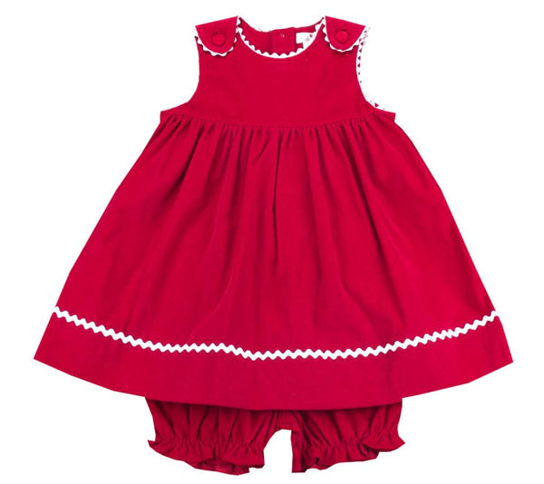 Petit Ami Red Corduroy Dress Set - Kids on King