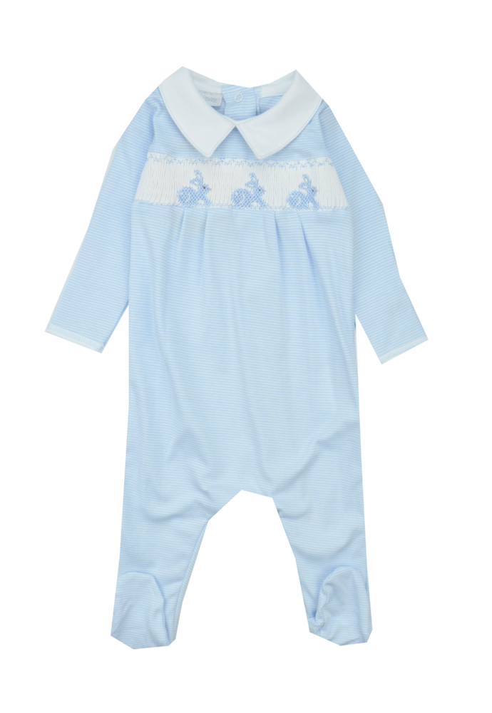 Magnolia Baby Blue Smocked Bunny Layette Gown - Kids on King