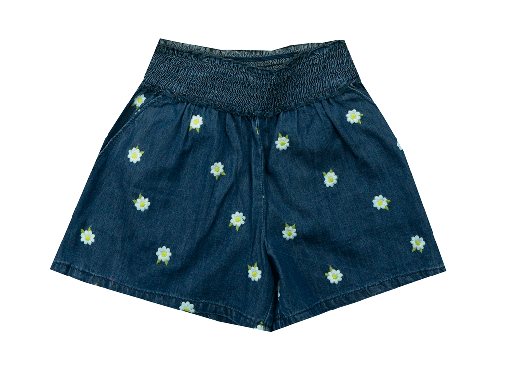 Mayoral Chambray Daisy Embroidered Shorts - Kids on King