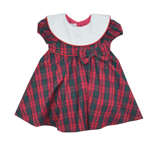 white christmas dresses Christmas Baby Ribbed Romper and Plaid Dress Set main image 0