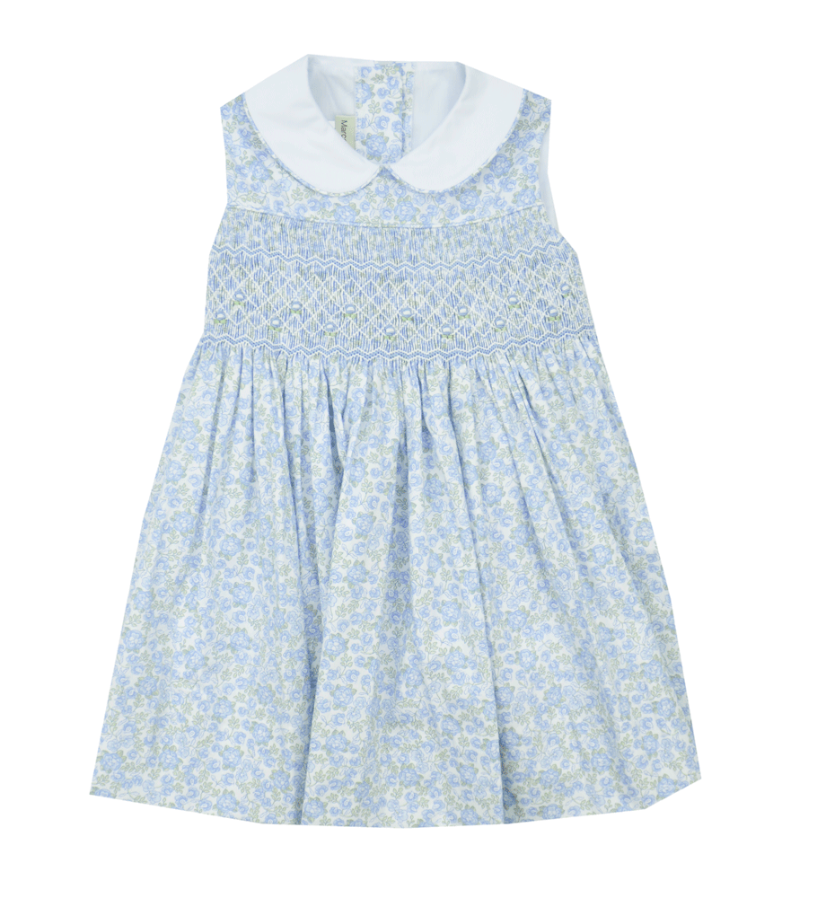 Marco & Lizzy by Little Threads Blue Flowers Smocked Dress - Kids on King