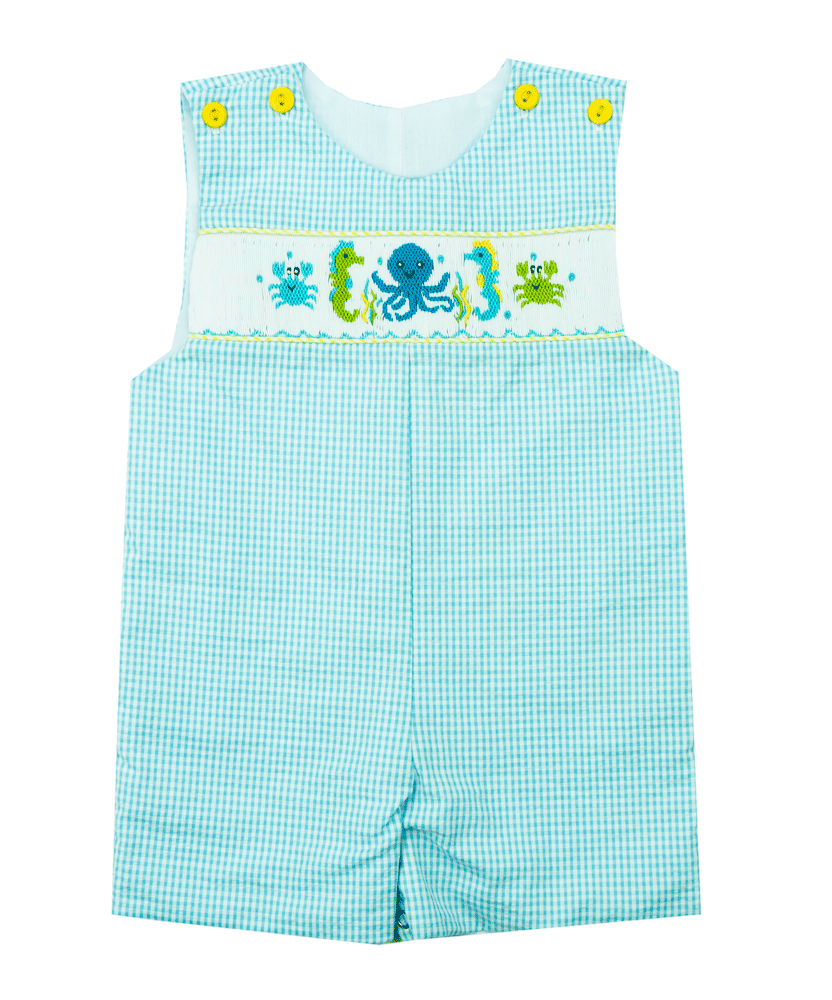 Le' Za Me Seersucker Sea Animal Smocked Shortall – Kids on King