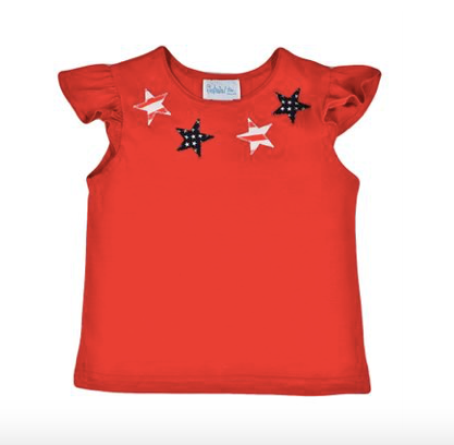 Funtasia- Red Angel Sleeve T-shirt with Stars and Ruffle Shorts Set