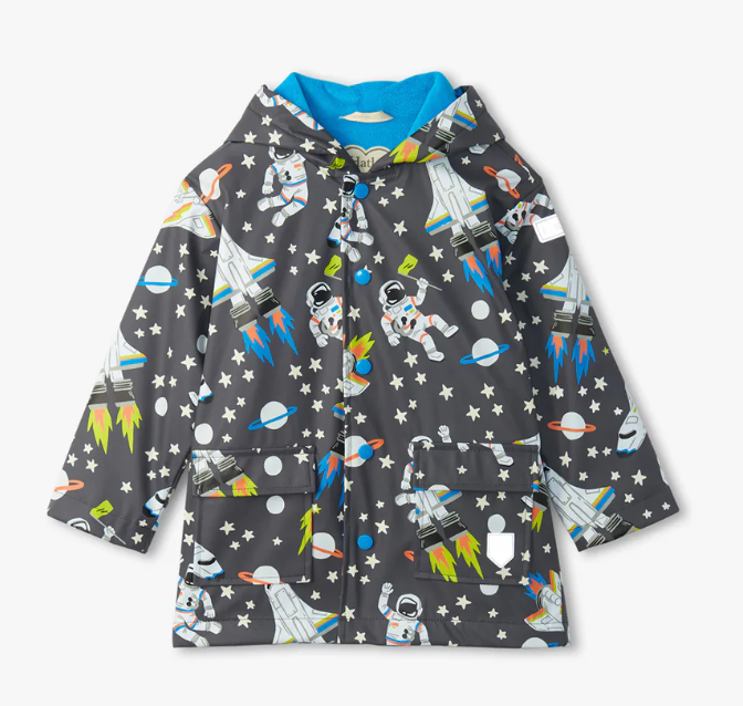Hatley Space Color Changing Raincoat Kids on King