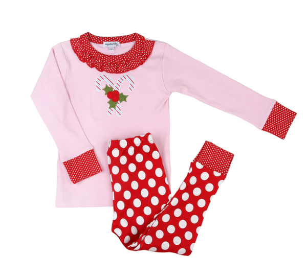 Magnolia Baby Candy Cane Applique Pajama Set Kids on King