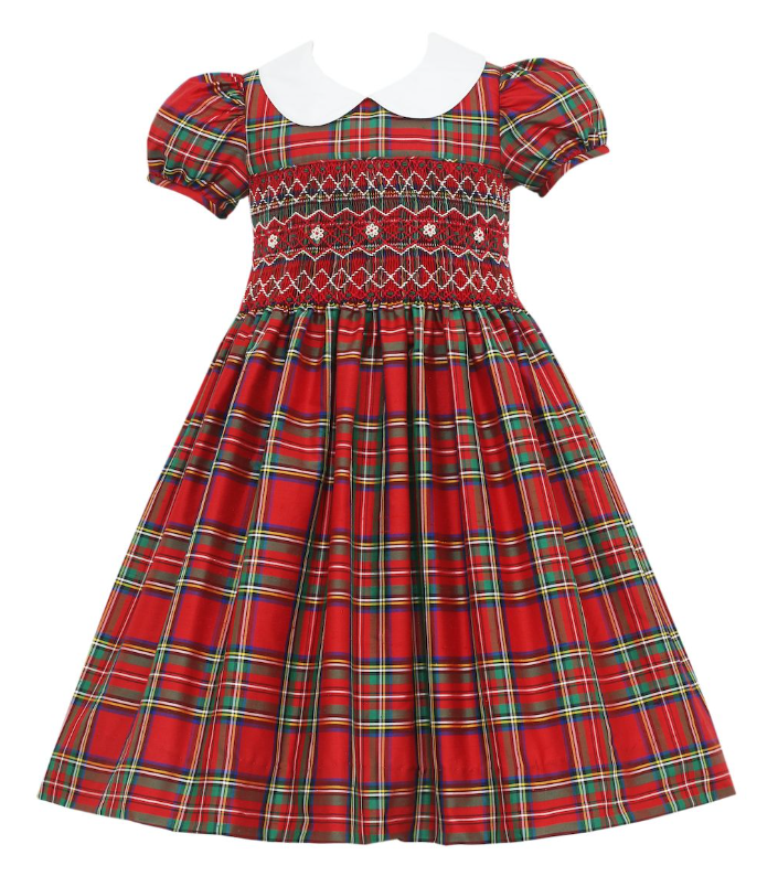 Anavini Smocked Holiday Plaid Dress Anavini Smocked Holiday Plaid Dress