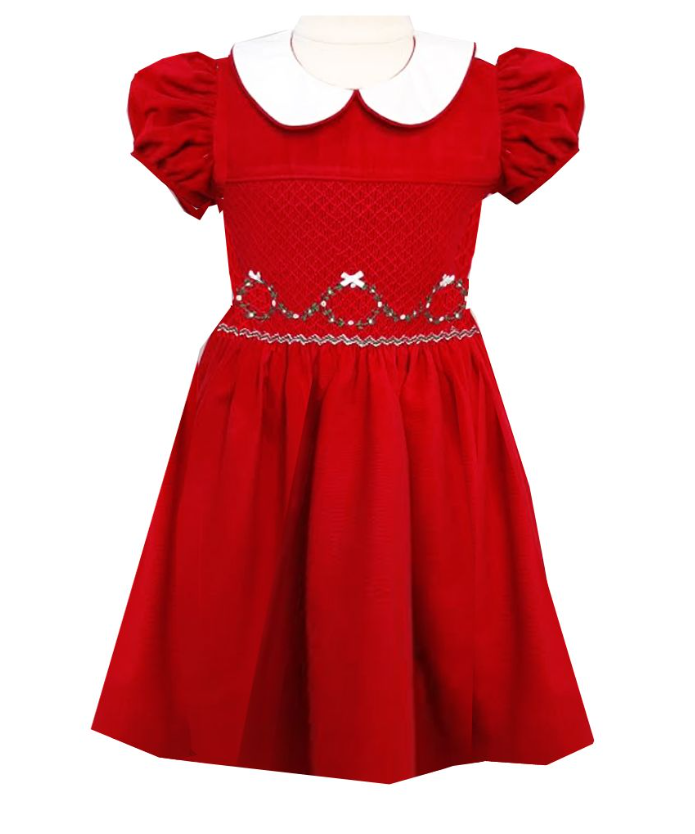 Little Threads Smocked Christmas Wreath Dress Set – Kids on King